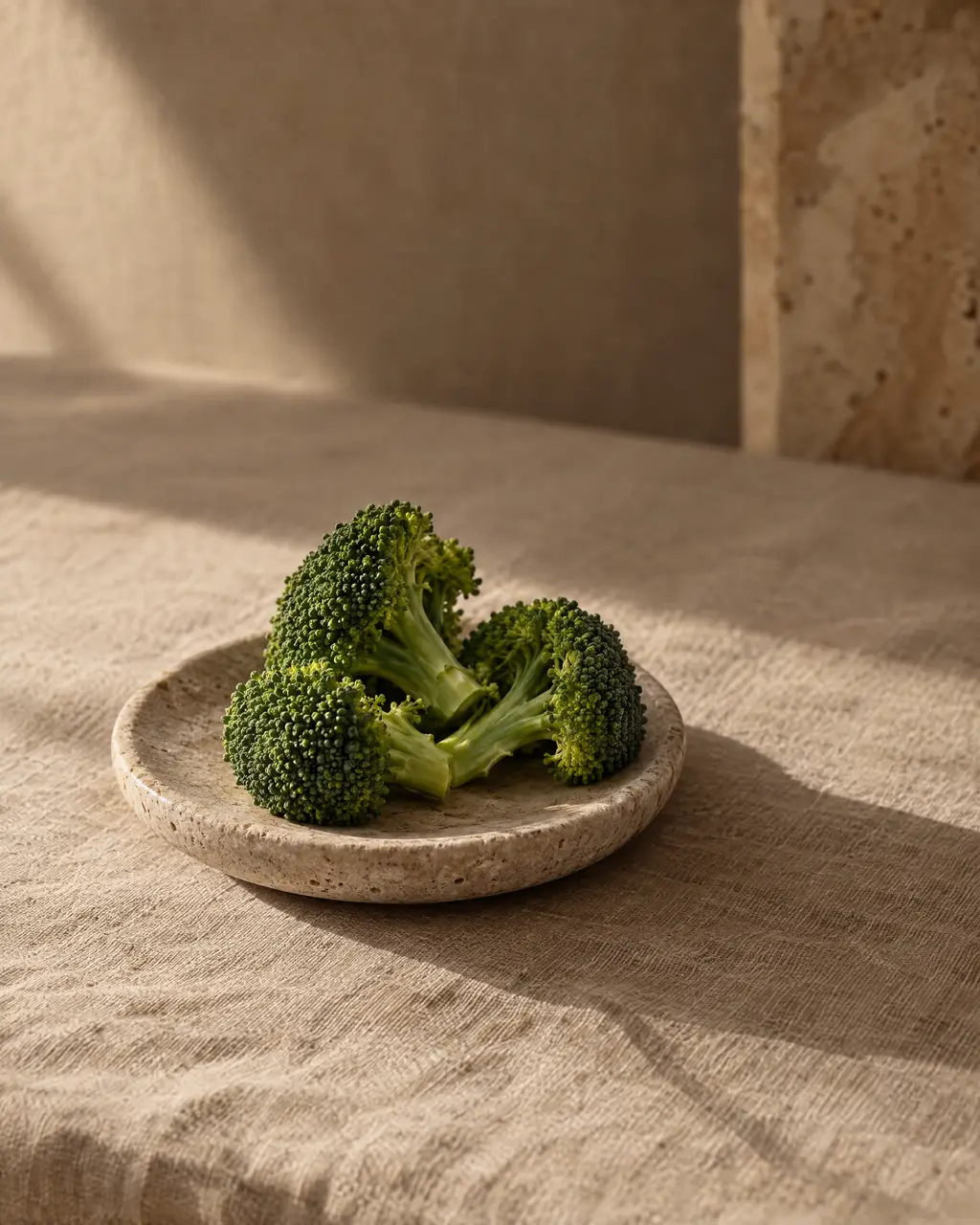 Broccoli, photographed on stone.