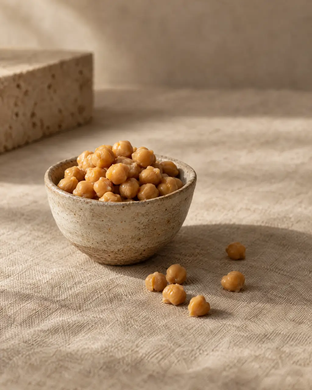 Chickpeas, photographed on stone.