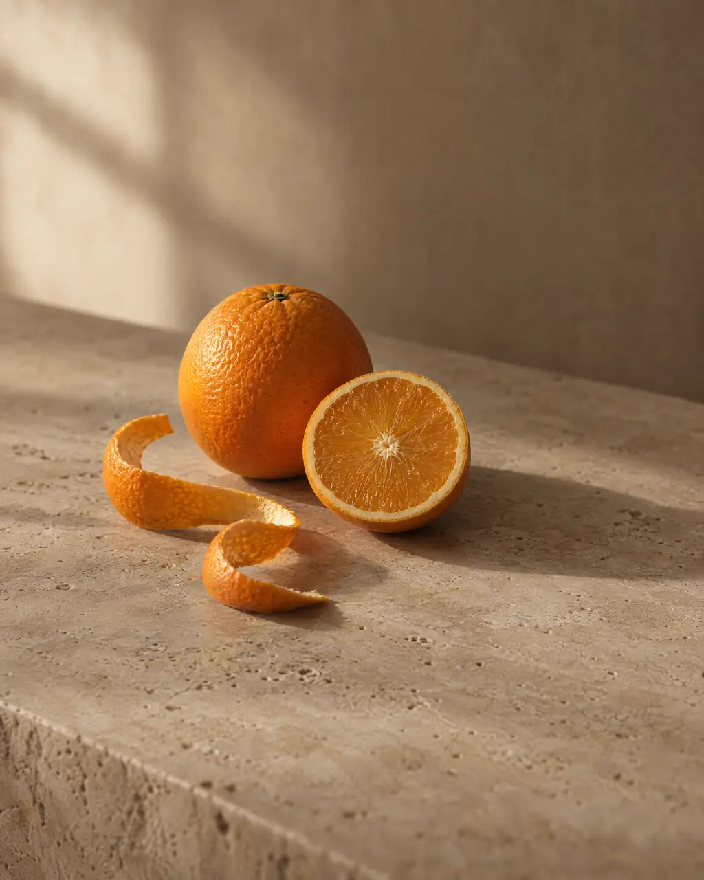 Orange, photographed on stone.