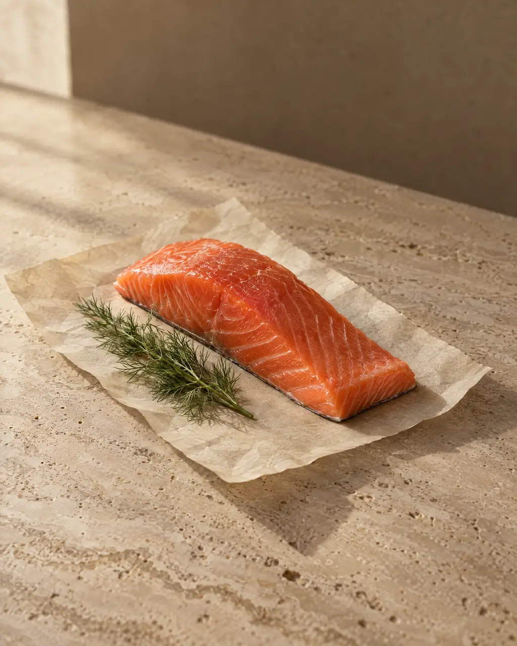 Salmon, photographed on stone.